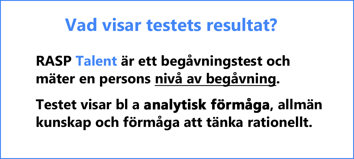 RASP Talent - Vad visar testets resultat?